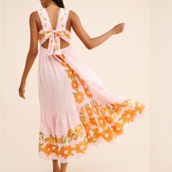 FARM Rio Pink and Orange Floral Maxi Dress - Papaya Salad Maxi Dress - Picture 2 of 4